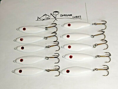10 - 1 oz SHAD Fishing Jigging Lure Casting Lead Slab Spoon White | eBay