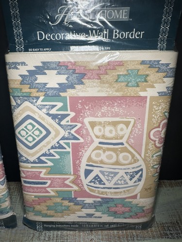 Southwest Southerwestern Terracotta Pot Pottery Cactus Wallpaper Border Set Of 2 - Picture 15 of 15