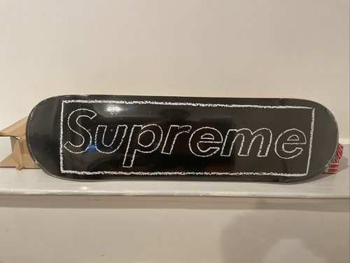 supreme kaws chalk logo skateboard deck black