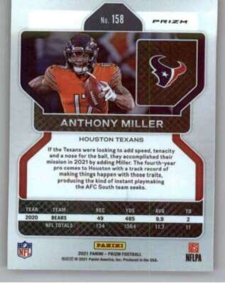 2021 Panini Prizm Prizm Orange Disco #158 Anthony Miller Texans | eBay