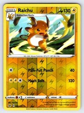 Raichu 066/202 2020 Sword & Shield Base Set Pokemon Card Reverse Holo Rare - Nm