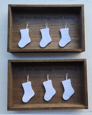 Christmas Wooden Sign - All The Stockings Were Hung - 2 Pieces - 8 in x 5 in
