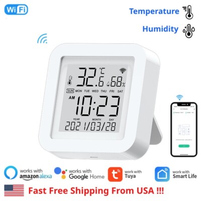 Smart Wi-Fi Temperature Humidity Sensor Thermometer Hygrometer Alexa Google Tuya