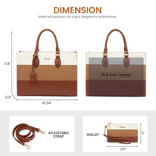 LOVEVOOK Laptop Tote Bag Women Work Tote Computer Briefcase with Clutch Purse - Afbeelding 4 van 7