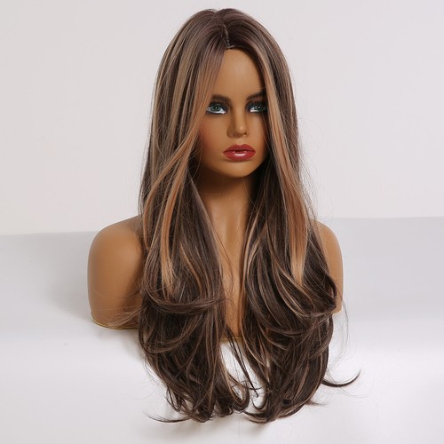 Highlight Brown Blonde Daily Wigs Long Wavy Synthetic Hair for Women Cosplay Wig - Bild 3 von 12