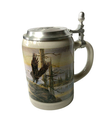 Vintage Domex Beer Stein Pewter Lid Eagle Mug Germany