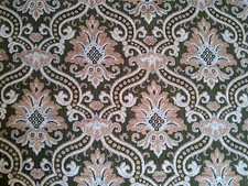 STOFFA DAMASCATA ANTICA VERDE AVORIO DIVANO POLTRONA CUSCINO 