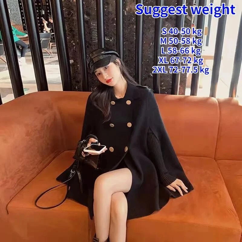 Woman Caped Coat Warm Wrap Shawl Clock Poncho Double-breasted Sleeveless Jacket - image 3 of 4