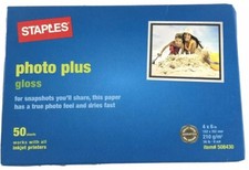 Staples Photo Plus Gloss Photo Paper - 50 4x6 Sheets per Box - NEW SEALED
