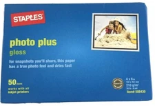 Staples Photo Plus Gloss Photo Paper - 50 4x6 Sheets per Box - NEW & SEALED