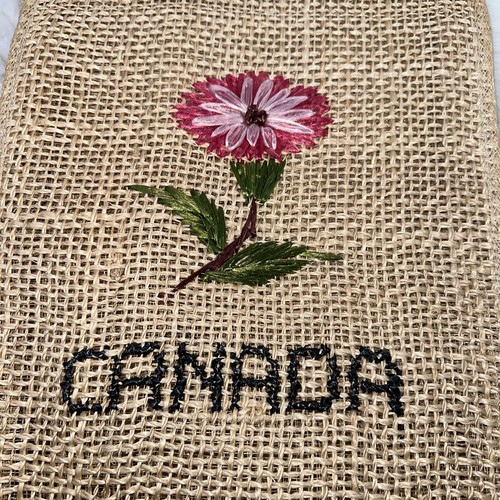 Borsa tote vintage turistica in paglia di rafia grande CANADA doppia cinghia - Foto 3 di 10