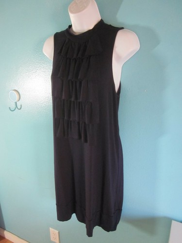 Michael Stars Size 2 Womens Navy Blue Stretch Ruffled Dress 35" Bust Pullover - Picture 5 of 12