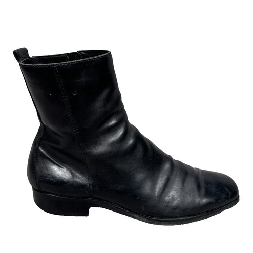CoSTUME NATIONAL HOMME Men's Side Zip Pointed Toe Black Leather