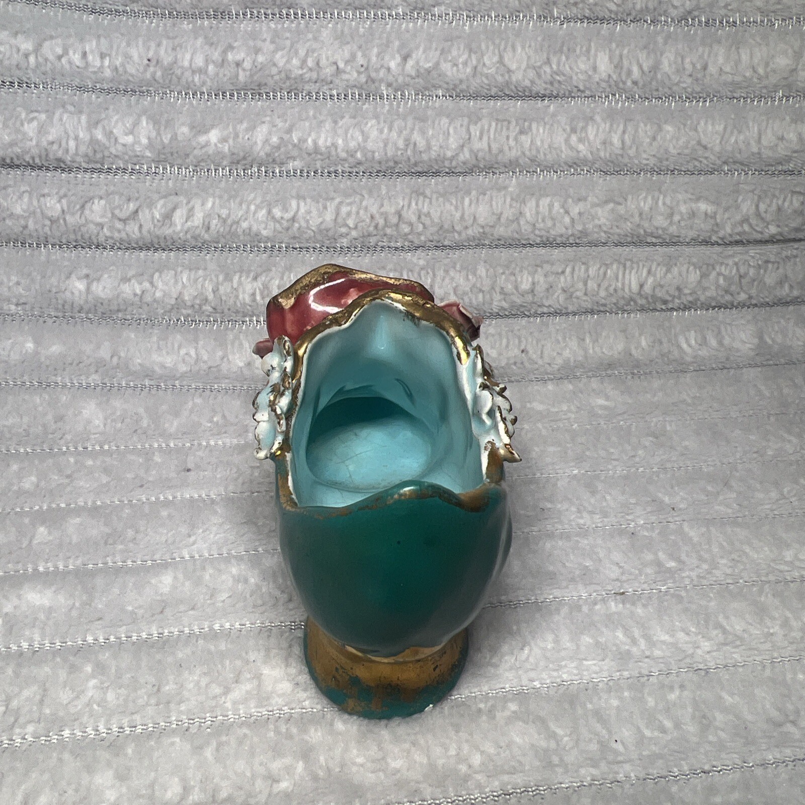 PANTOFOLA D’ORO PANTOFOLA VINTAGE VITTORIANA VERDE E ORO PORCELLANA