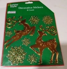 Two Reindeer With Snowflakes Decorative Winter Seasonal Stickers Various 1"- 5"
