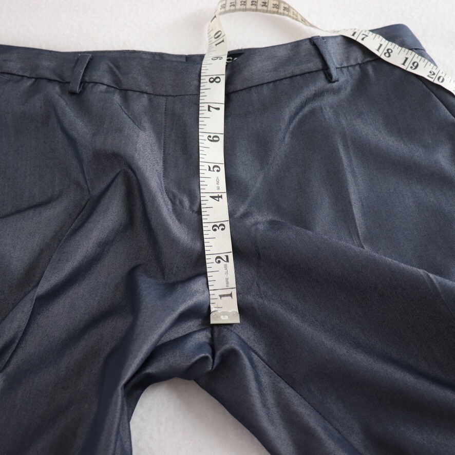 Solly by Allen Solly Womens Dress Pants Size 32 10 12 Blue Grey Shiny Crop Cuff image 7