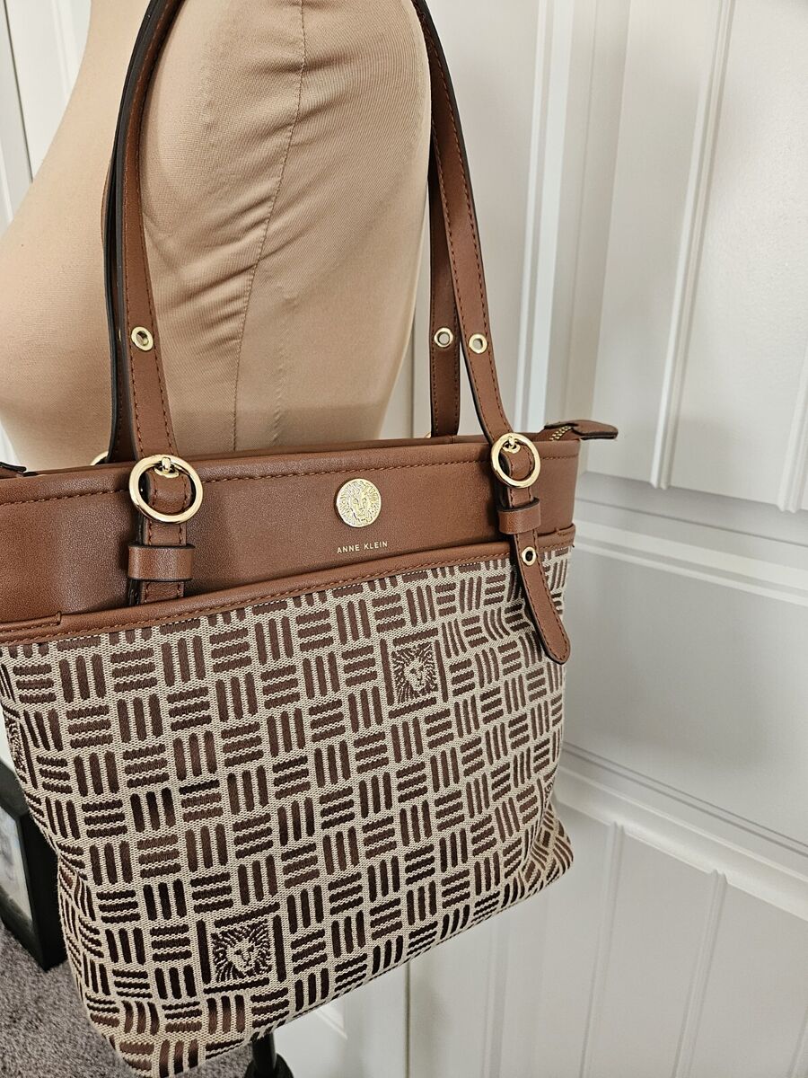 Anne Klein Brown Canvas Shoulder Bag NWOT Double Handle | eBay Anne Klein Brown Canvas Shoulder Bag NWOT Double Handle | eBay