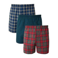 3 or 6 Hanes Men's Woven Boxers Tag-Free Boxer Underwear Shorts Pattern Woven