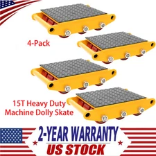 4PCS 15T Heavy Duty Machine Dolly Skate Machinery Roller Mover Cargo Trolley