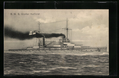 Ak S. M. S. Great Elector Under Full Steam 1917