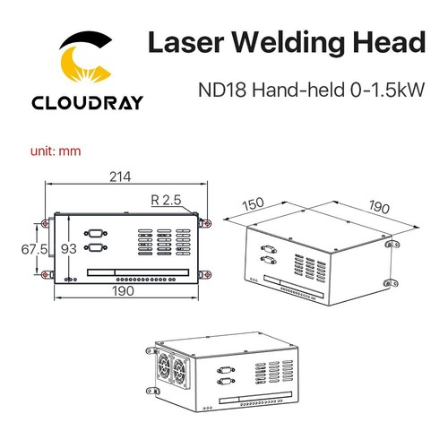 Cabezal de soldadura láser WSX 0-1.5KW ND18 de mano con conector QBH para láser de fibra - Imagen 7 de 7