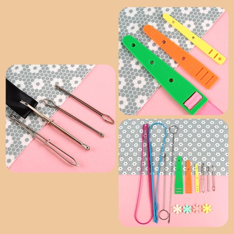 Drawstring Threader Tools Flexible Threader, Tweezers, Cord Locks, Seam