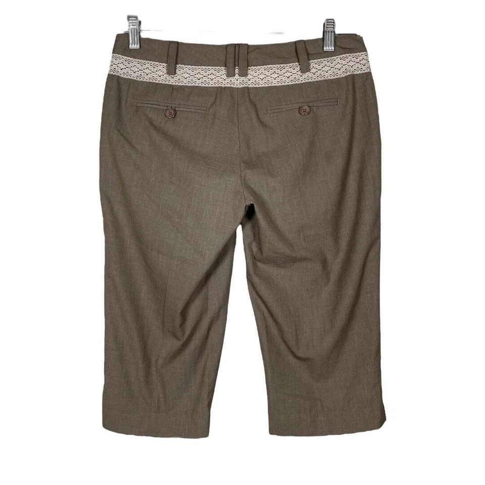 Pantalones capri Robert Rodriguez beige marrón con ribete de encaje talla: 4 Foto 2 de 3