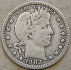 1903 Barber Quarter 25c F as Pictured r