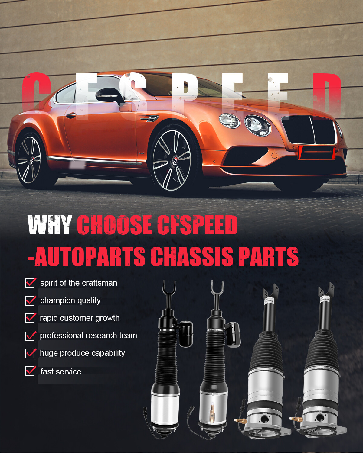 4* Front Rear Air Strut Assemblies For 04-18 Bentley Continental Flying Spur GT