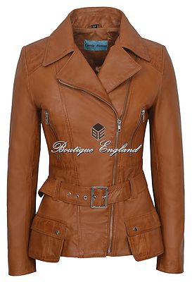 Damenmode Lederjacke hellbraun Vintage Biker Style 100% ECHTLEDER 2812