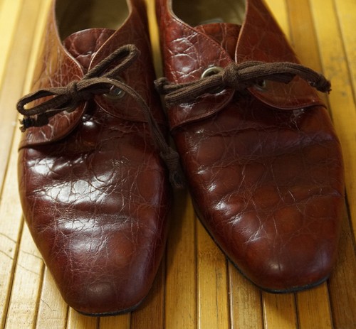 Castellini Vintage Schuhe UK5 strukturierte Cognac Leder quadratischer Absatz 9-5/8 Zoll Einlegesohle - Bild 2 von 5
