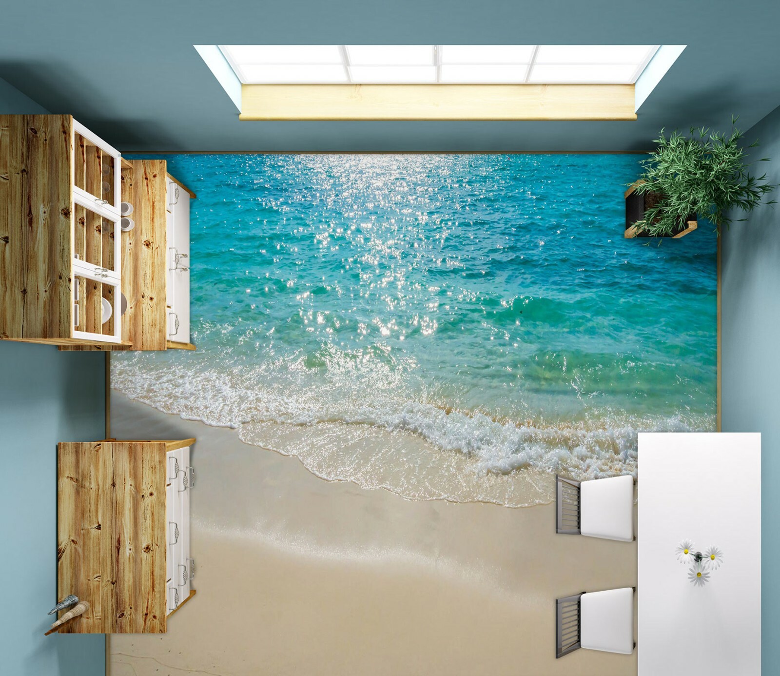 3D Seaside Beach PKE3367 Floor WallPaper Murals Wallpaper Mural Print Bea