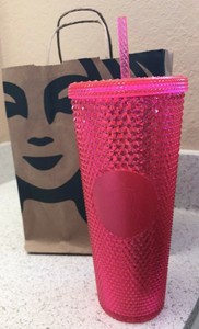 starbucks 2019 holiday studded tumbler neon pink