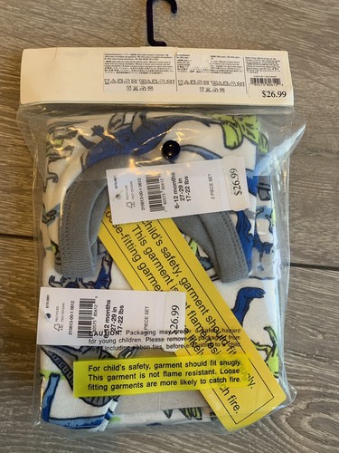 Pigiama BABY GAP Dinosaur PJS 2 pezzi maniche lunghe top pantaloni set ragazzo 6-12 mesi nuovo con etichette - Foto 2 di 4