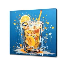 Alcoholic Cocktail Drink Glass With Fruits Watercolour Canvas Print, Kitchen Art