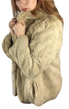 Real Fur Coat Cream Uk 12 Glamorous Short Mid Length Ivory Vintage Retro Winter