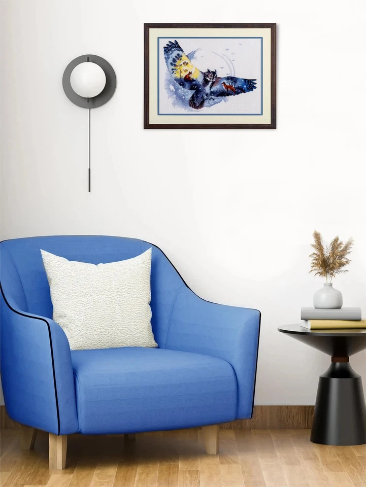 Kit de punto de cruz contado RIOLIS 1954 en el bosque nocturno - Búho místico en la noche Foto 3 de 4