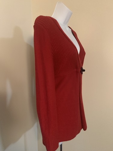 Maglione cardigan Talbots cotone rosso alpaca, donna piccolo - Foto 4 di 11