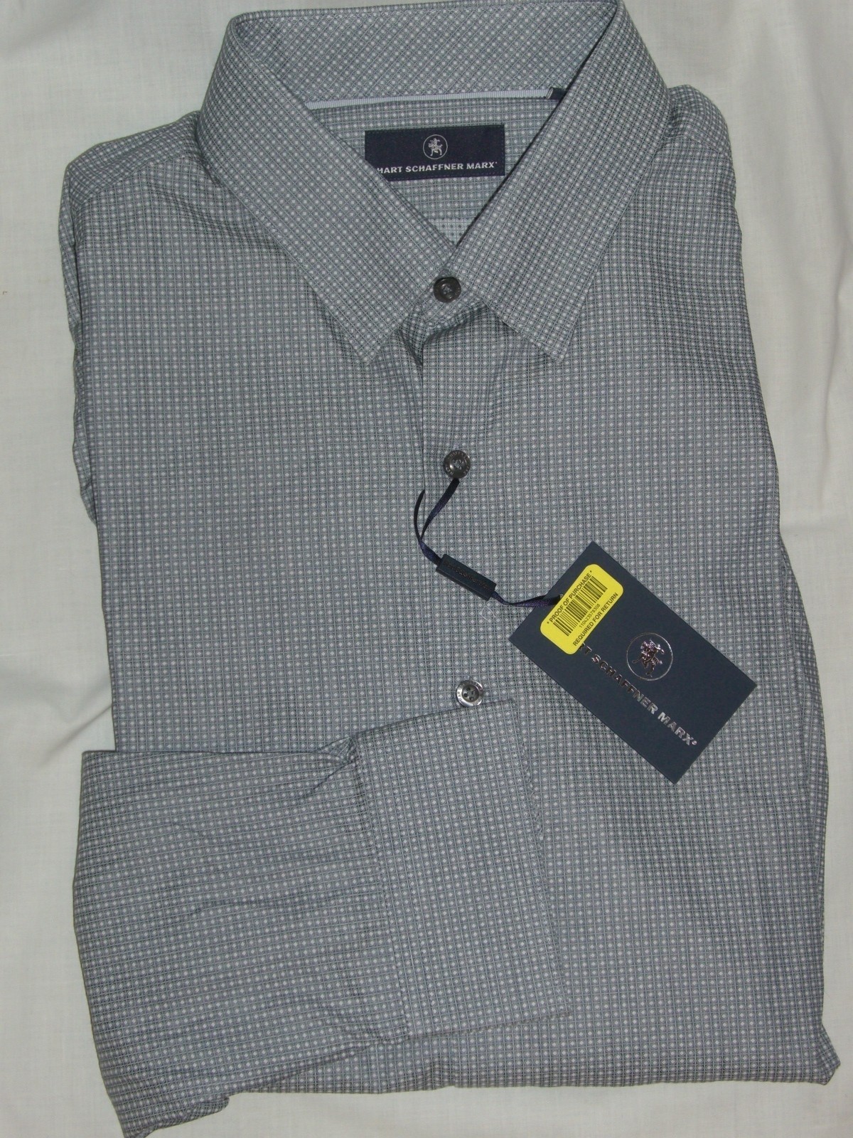 HART SCHAFFNER MARX Grey Print Cotton Long Sleeve Dress Shirt - XL - NWT HART SCHAFFNER MARX Grey Print Cotton Long Sleeve Dress Shirt - XL - NWT