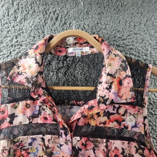Valleygirl Womens Blouse Top Size 12 Pink Black Floral Lace Trim Sleeveless - Picture 4 of 13