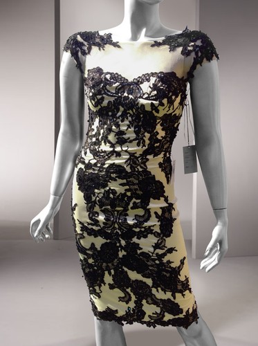 Julian Joyce by Mandalay Embroidered Lace Cap Sleeves Sheath Dress 4 US - Picture 4 of 9