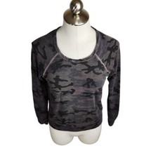 Sundry Camo Raglan Pullover Sweatshirt Women's Size XS Gray Black