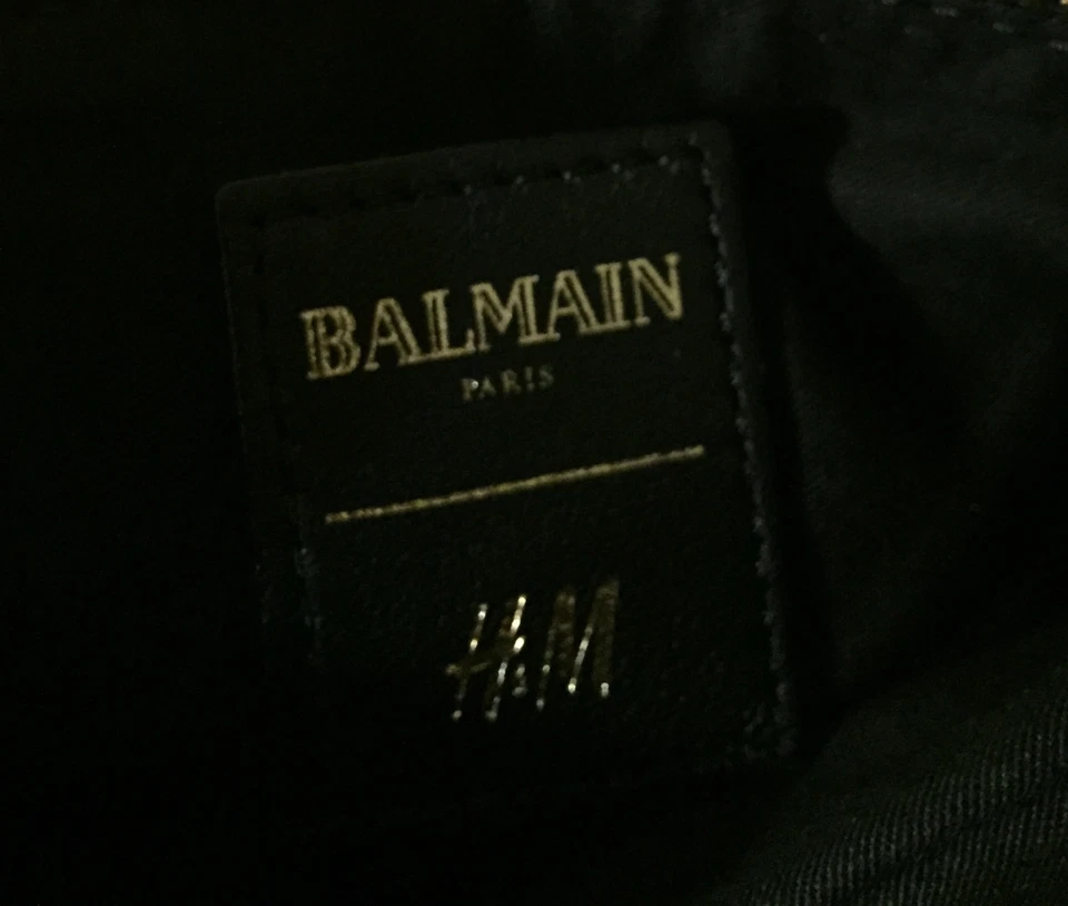 Auth Balmain x H&M Small Suede and Leather Clutch Dark Blue NWT - Image 3 of 4