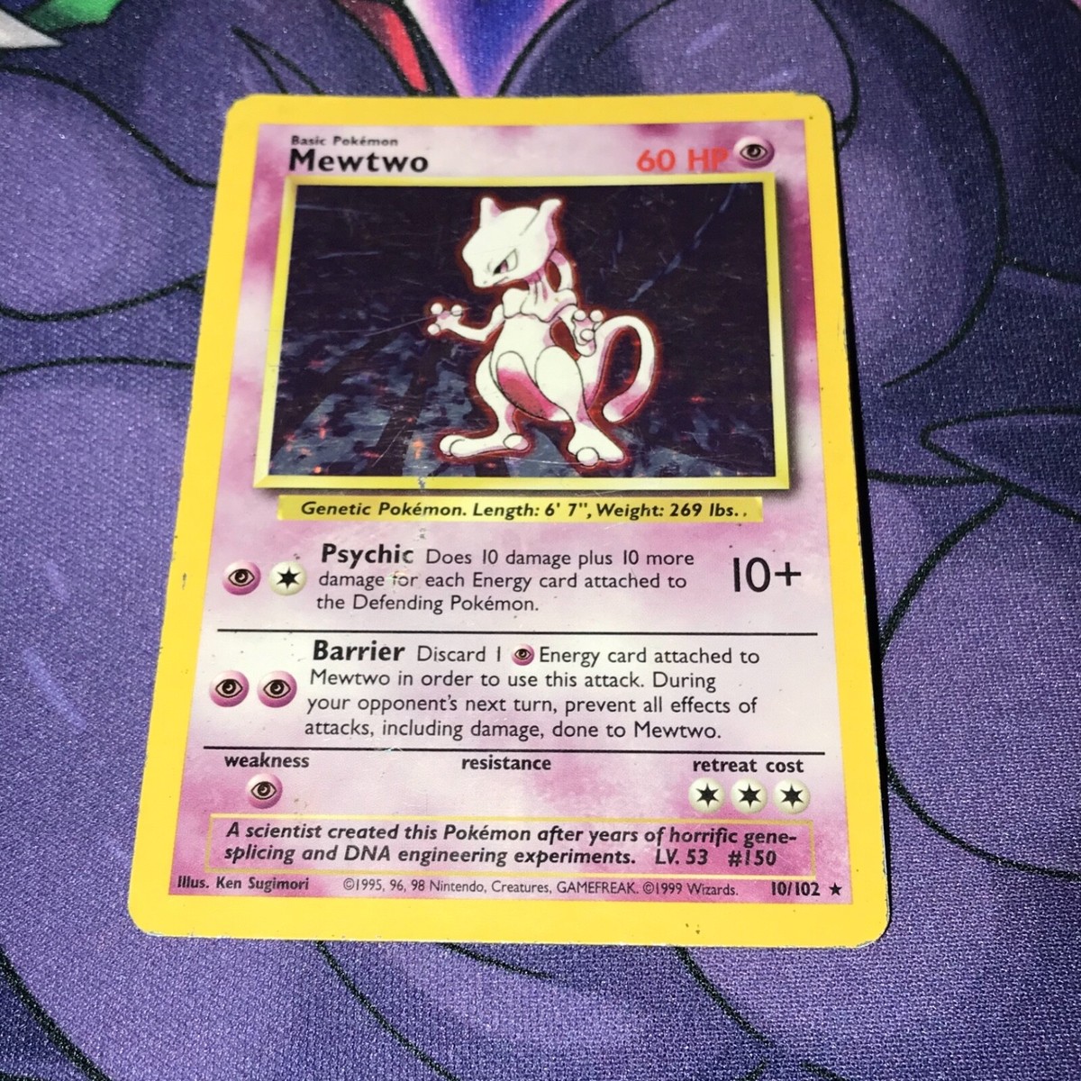 Mewtwo ~ 10/102 ~ Holo ~ BASE SET ~ DAMAGED ~ Pokemon Card