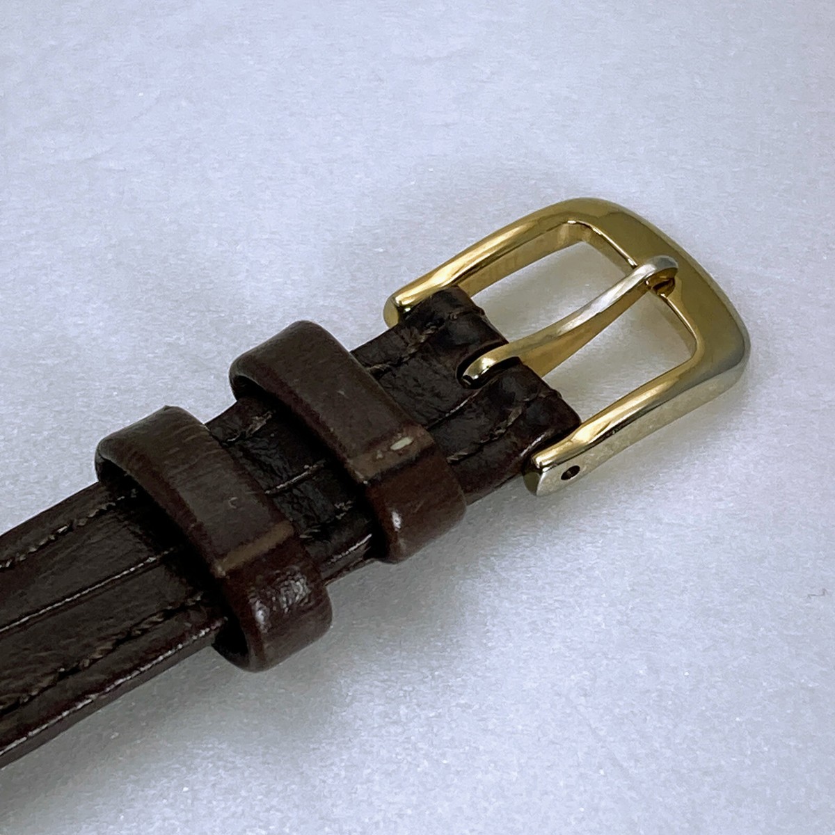 SEIKO EXCELINE Tonneau Gold tone Leather band 1F21-0AJ0
