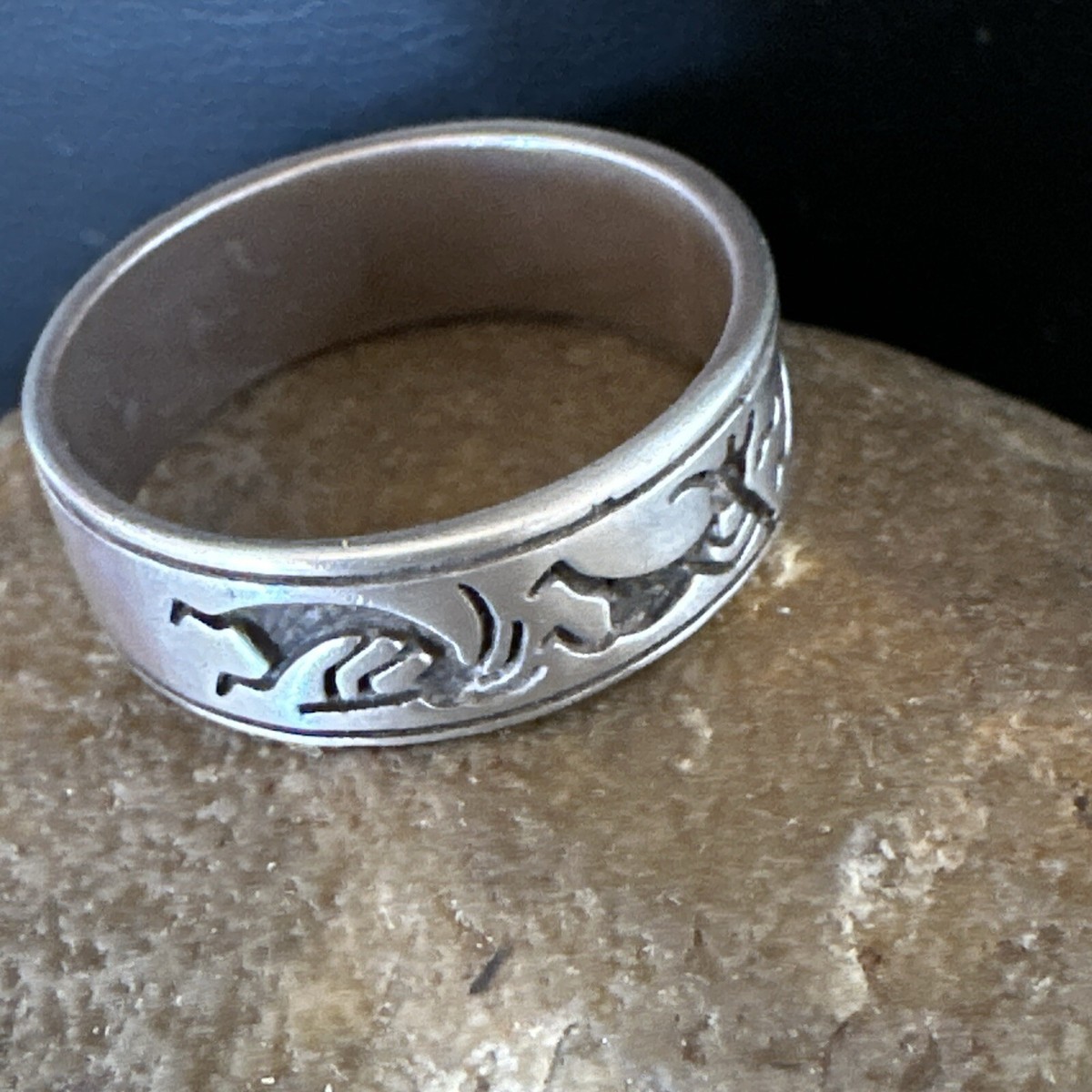 Kokopelli Wedding Band Navajo Sterling Silver Ring Size 9.5