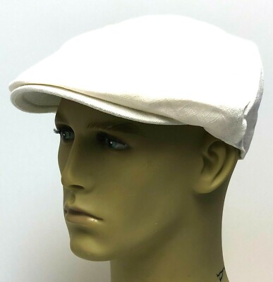Flatcap Sommer Leinen Hut weiß flach Bakerboy Baker Boy Sonne Baumwolle Bowling Herren