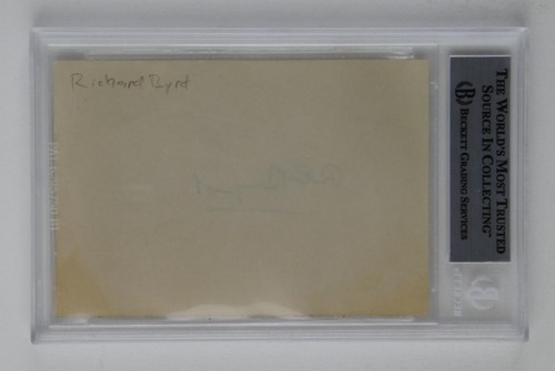 Richard E Byrd Firmado 2.5x3.75 Corte de Papel Autografiado Losa Beckett Certificado de Autenticidad - Imagen 3 de 3