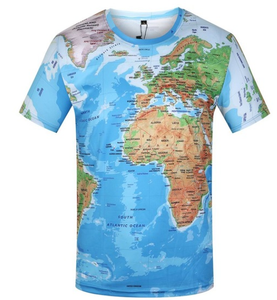 New World Map Graphic Full Print Tee 3D T Shirt Men Women