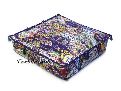 22" Blue 100% Cotton Handmade Kantha Home Decorate Indian Floor Cushion ...